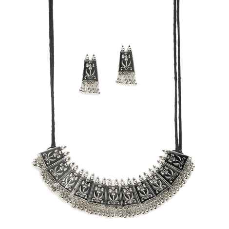 Buy PUJVI Fashions Alloy Black Oxidised Necklaces Set Choker - Purplle