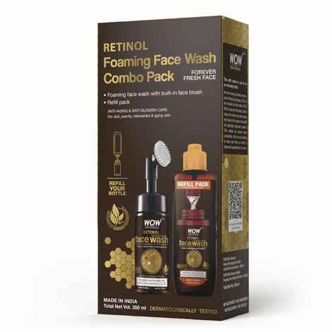 Buy WOW Skin Science Retinol Foaming Face Wash For Fine Lines, Age Spots & Blemishes - Combo Pack - Built-In Face Wash Brush + Refill Pack (350 ml) - Purplle
