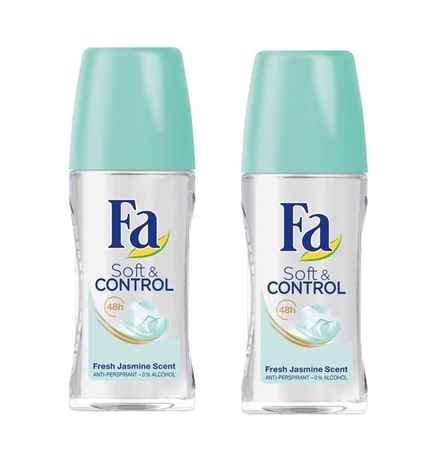 Buy FA Pack of 2 Anti-Perspirant Roll On- Soft & Control, Skin Friendly, 50 ml each - Purplle
