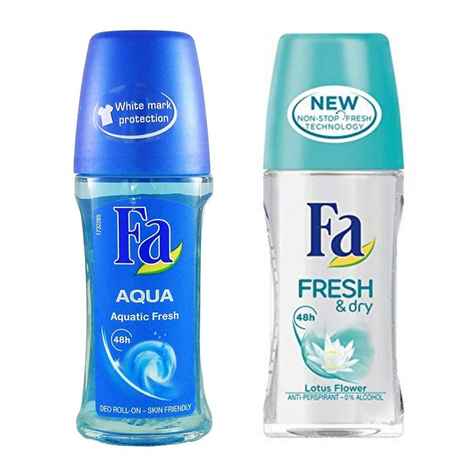 Buy FA Pack of 2 Anti-Perspirant Skin Friendly Roll On, 50 ml each(Aqua & Fresh and Dry) - Purplle