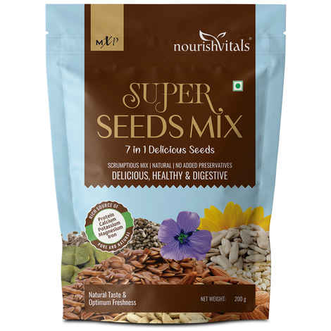NourishVitals Super Seeds Mix 7 in 1 Delicious Seeds Scrumptious Mix | Natural | No Added Preservativatives, Delicious, Healthy & Digestives, 200g