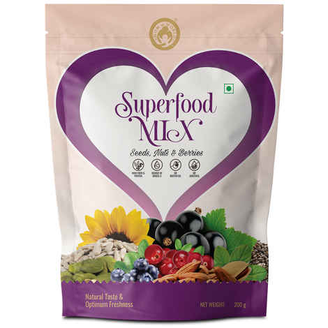 Mom & World Superfood Mix Seeds, Nuts & Berries, Natural Taste & Optimum Freshness, High Fiber & Protein, Omega- 3, No Butter Oil, 200 g