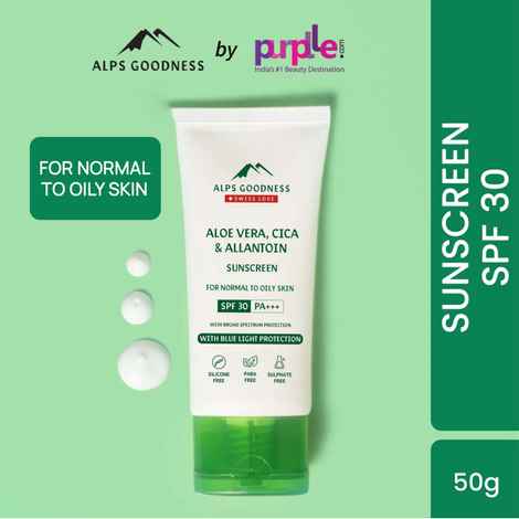 Buy Alps Goodness Blue Light Protection Sunscreen SPF 30 with Aloe Vera, Cica & Allantoin For Normal to Oily Skin | PA+++ with Broad Spectrum (50 g) | Sunscreen for Oily Skin | Gel Based Sunscreen | Lightweight Sunscreen - Purplle