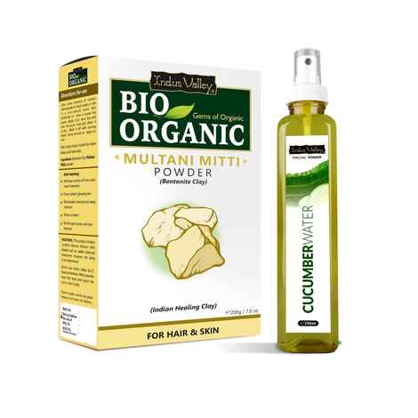 Buy Indus Valley Bio Organic Sandalwood Powder & Aloevera Cucumber water Toner for skin & face care - (200g+250ml) - Purplle