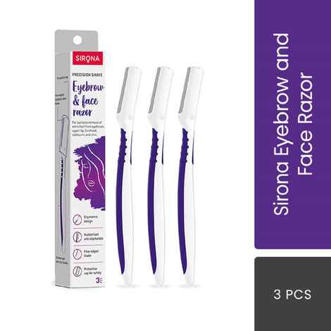 Sirona Eyebrow & Face Razor For Women For Painless Facial Hair Removal - 3 Razors violet