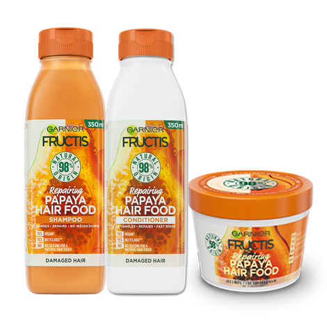 Buy Garnier Fructis Hair Food Nourishing Papaya Shampoo + Conditioner + 3-in-1 Mask (Combo Pack of 3) - Purplle