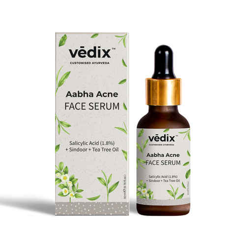 Buy Vedix Acne Face Serum, Aabha Acne Customized Ayurvedic Face Serum For Women, With Salicylic Acid (1.8% w/w) + Sindoor + Tea Tree Oil - 30 ml - Purplle