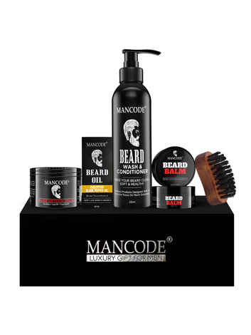 Buy Mancode Gift Set for Men - Beard Grooming Kit (Beard Oil Any + Beard Wash & Conditioner + Beard Softener Cream + Beard Balm + Beard Brush) Gift Set - 01 - Purplle