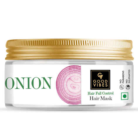 Buy Good Vibes Onion Hair Fall Control Hair Mask | Strengthening, Hair Growth | No Parabens, No Sulphates, No Animal Testing (200 g) - Purplle
