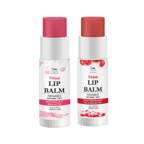 Buy Combo of 2- Pomegranate Tinted Lip Balm 6gm + Rose Tinted Lip Balm 6gm - Purplle