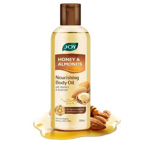 Joy Honey & Almonds Body Oil – After-Bath Daily-Use Badam Massage Oil with Vitamin E & Sunscreen | Full-Body Relaxation, Dry-Skin & Summer Moisture | 200 ml