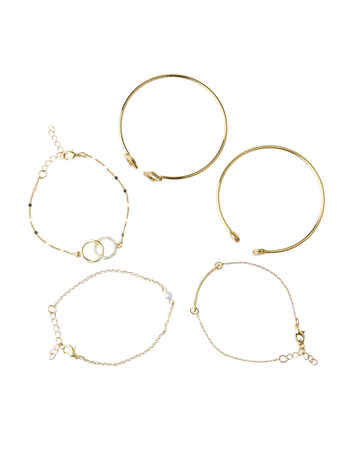 Buy Lilly & Sparkle Gold Toned Crystal Studded 3 Bracelets And 2 Cuffs Set Of 5 - Purplle