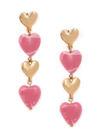 Buy Lilly & Sparkle Gold Toned Pink And Gold Hearts Dangler Earrings - Purplle