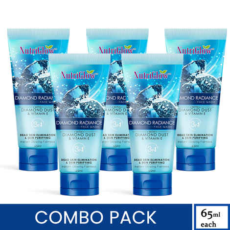Buy NutriGlow Set of 5 Diamond Radiance Face Wash For Dead Skin Elimination & Skin Purifying, 65 ml each - Purplle