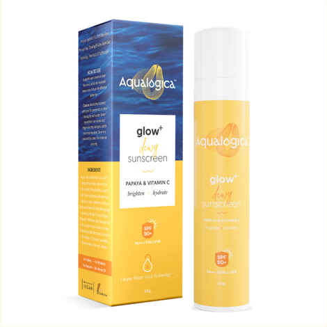 Buy Aqualogica Glow+ Dewy Lightweight Sunscreen Gel SPF 50+ PA++++ with Papaya & Vitamin C 50 gm - Purplle