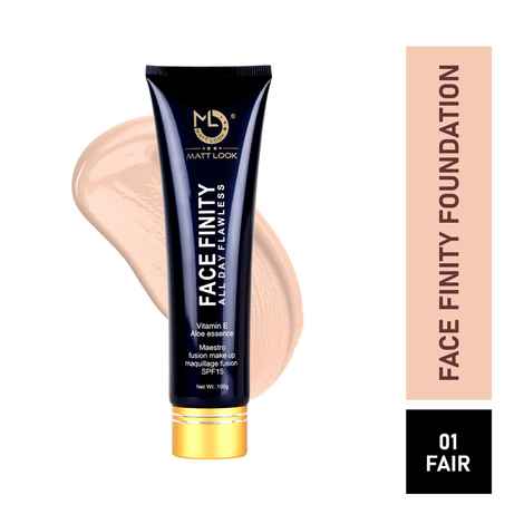 Buy Matt look Face Finity All Day Flowless, Vitamin E Aloe Essence, Maestro Fusion Make up Maquillage fusion, Face Makeup Foundation, SPF15, Fair (100 gm) - Purplle