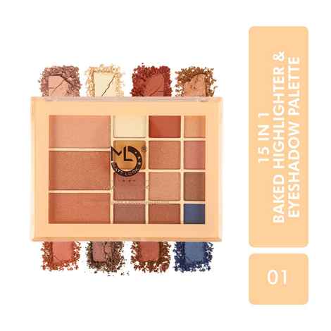 Buy Mattlook 15 in 1 Baked Highlighter & Eyeshadow Palette, Face Makeup, Multicolor-1 (33.6 gm) - Purplle