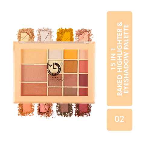 Buy Matt look 15 in 1 Baked Highlighter & Eyeshadow Palette, Face Makeup, Multicolor-2 (33.6 gm) - Purplle
