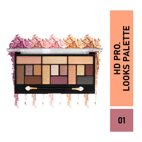 Half N Half HD Pro Looks, Eyeshadow & Highlighter Makeup Kit, Multicolour Palette 01 (26.6g)