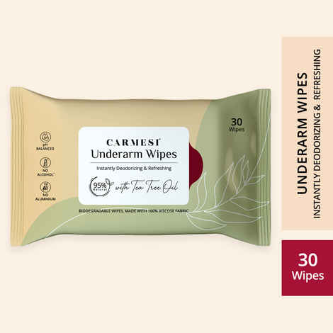 Buy Carmesi Underarm Wipes - Tea Tree 30 wipes - Purplle