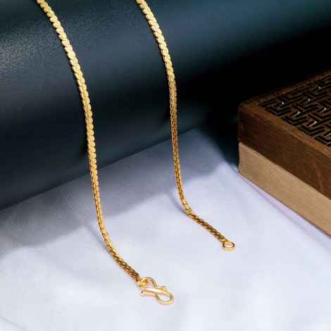 Buy Fashion Frill Stylish Thin Light Weighted Gold Plated Gold Neck Chain For Men Boys Women 28 Inches For Women and Girls - Purplle