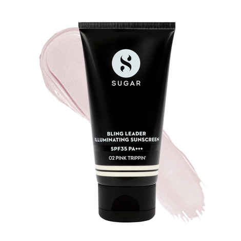 Buy SUGAR Cosmetics Bling Leader Illuminating Sunscreen Spf35 Pa+++| Strobe Cream with 3 In 1 Glow Boosting Formula | Non Greasy Moisturizer | 50gm - 02 Pink Trippin - Purplle