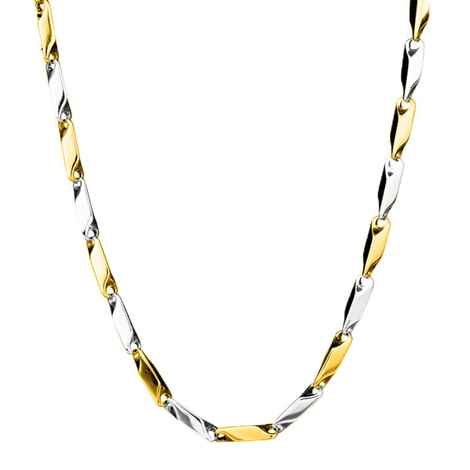 Buy Yellow Chimes Classic Stainless Steel Golden Silver Toned Rice Chain Necklace for Men and Boys - Purplle