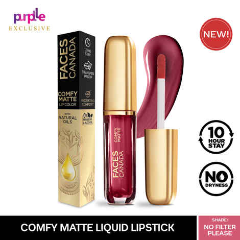 Faces Canada Comfy Matte Lip Color | 10Hr Long Stay With Comfort | Almond Oil | No Filter Please 13 (3 ml) - Exclusively on Purplle