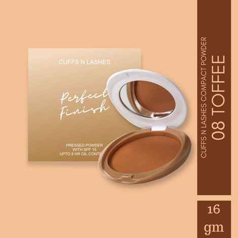 Buy Cuffs N Lashes Perfect Finish Pressed Powder Compact with SPF 15, 08 Toffee, (16 gm) - Purplle