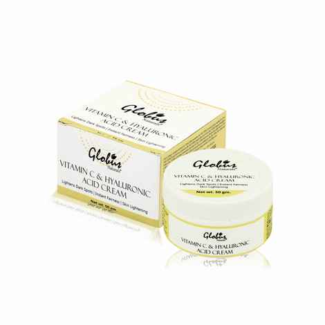 Buy Globus Naturals Vitamin C And Hyaluronic Acid skin Lightening Brightening Cream For Beautiful & Glowing Skin| Lightens dark spots (50 gm) - Purplle