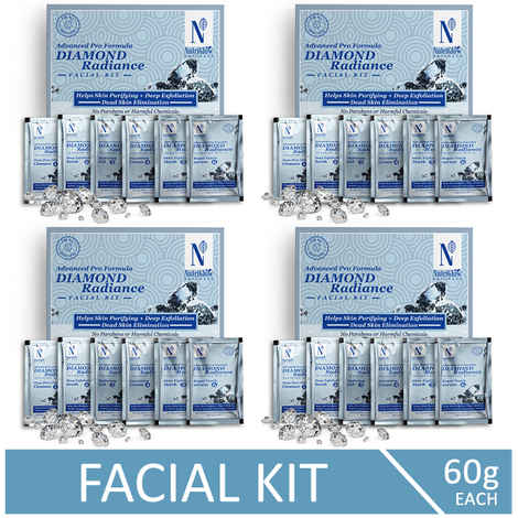 Buy NutriGlow NATURAL'S Advanced Pro Formula Combo Pack of 4 Diamond Radiance Facial Kit For Make Skin Acne & Spot Free, 60 gm each - Purplle