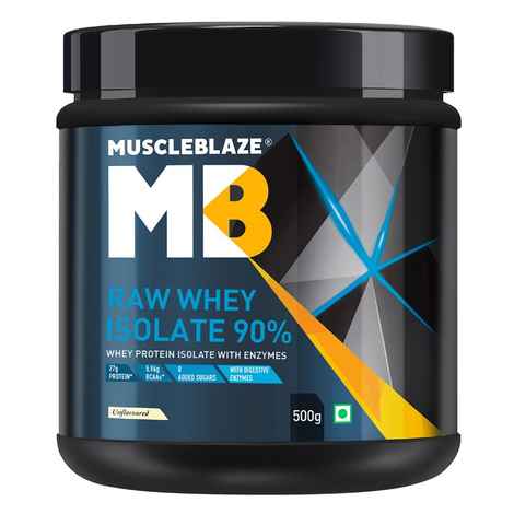 Buy MuscleBlaze Raw Whey Isolate 90%, 500g / 1.1 lb Unflavoured - Purplle