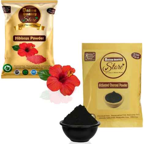 Online Quality Store Combo of Activated Charcoal Powder_50gm and Hibiscus Powder (Gudhal powder) _50gm - Charcoal Powder for Moisturizing {Charcoal_hibisco_50}