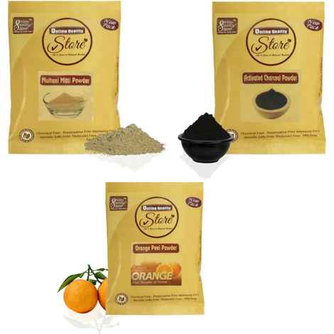 Online Quality Store Combo of Activated Charcoal Powder_50 Grams with Orange Peel Powder_50 Grams and Multani Mitti Powder_50 grams Face Pack for Radiance{Charcoal_Multanim_Orange}