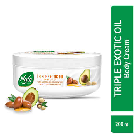 Buy Nyle Naturals Triple Exotic Oil Body Cream for Long Lasting Moisturization of Dry Skin with goodness of Avocado Oil, Macadamia Oil, Argan Oil- 200 ML - Purplle
