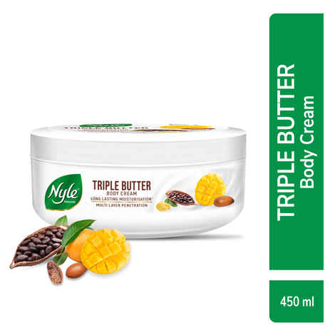 Buy Nyle Naturals Triple Butter Body Cream for Long Lasting Moisturization of Dry Skin with goodness of Mango Butter, Shea Butter, Cocoa Butter- 450 ML - Purplle