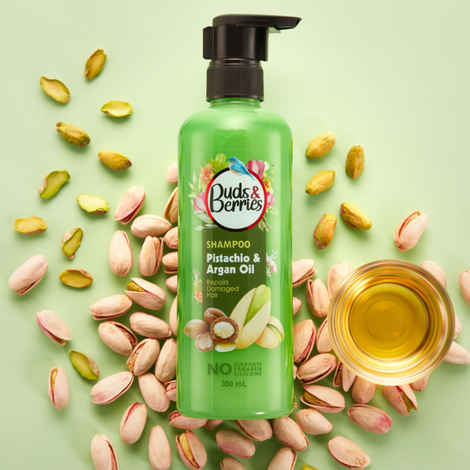 Buy Buds & Berries Pistachio & Argan Oil Shampoo for Damaged, Dry and Weak hair, No Sulphate, No Paraben - 300 ml - Purplle