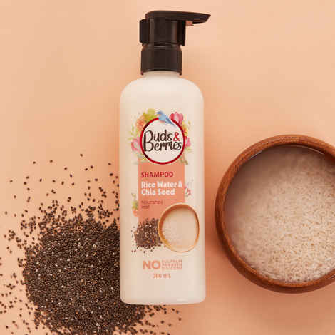 Buy Buds & Berries Rice Water & Chia Seed Shampoo for Nourishment, No Sulphate, No Paraben - 300 ml - Purplle