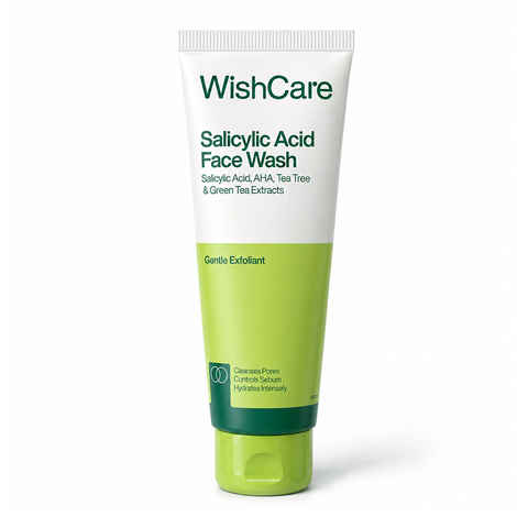 Buy WishCare 2% Salicylic Acid Face Wash with AHA, GreenTea & Tea Tree For Oliy & Acne Prone|Gently Exfoliates & Unclogs Pores|Reduces Active Acne, Blackheads & Whiteheads|Suitable for Both Men & Women|100 ml - Purplle