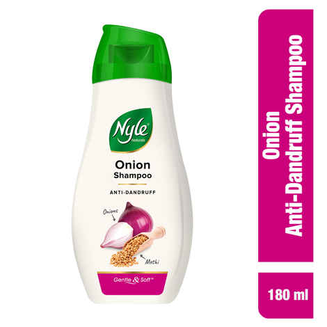 Buy Nyle Naturals Onion Anti-Dandruff Shampoo, With Onion and Fenugreek, Gental & Soft, pH Balanced and Paraben Free, For Men & Women,180ml - Purplle