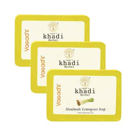 Buy Vagad's Khadi Lemongrass Soap 125gm | Best for Oily Skin | | Free from Parabens | Silicon Free (Pack of 3) - Purplle