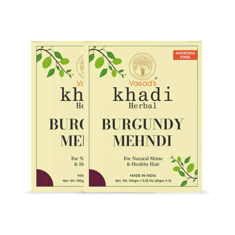 Buy Vagad’s Khadi Burgundy Mehndi 100gm | Natural | Ammonia Free Henna (Pack of 2) - Purplle
