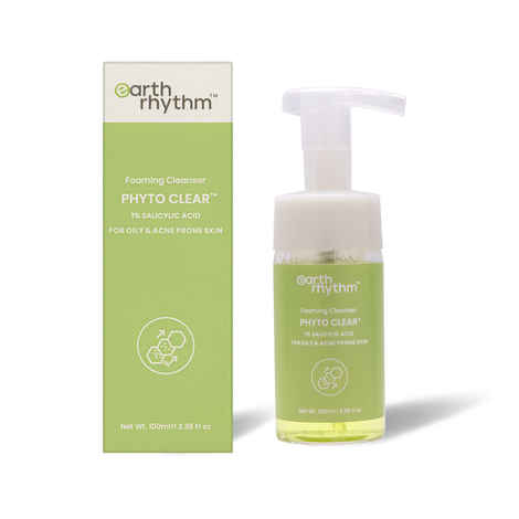 Buy Earth Rhythm Phyto Clear Foaming Cleanser | Controls Oil Production, Deep Cleanses, Lightens Scars | for Oily & Acne Prone Skin | Men & Women - 100 ML - Purplle