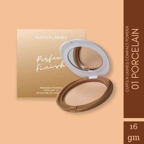 Buy Cuffs N Lashes Perfect Finish Pressed Powder Compact with SPF 15, 01 Porcelain (16 gm) - Purplle