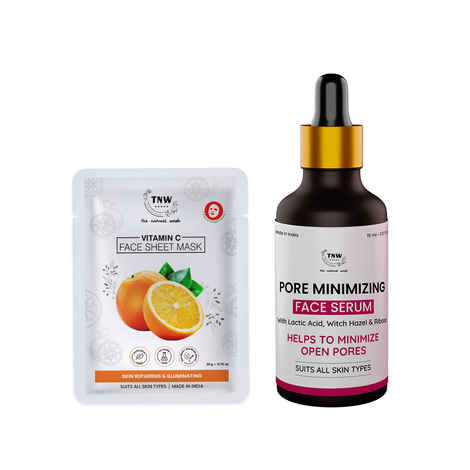 Buy Combo of 2- Pore Minimizing Face Serum 15ml & Face Sheet Mask Vitamin C - Purplle