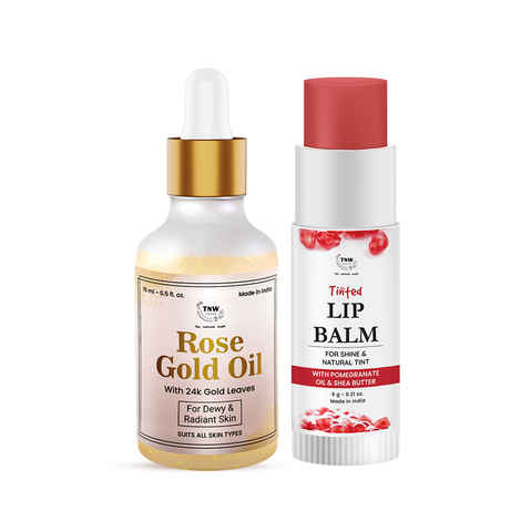 Buy Combo of 2- Rose Gold Oil 15ml & Pomegranate Tinted Lip Balm 6gm - Purplle