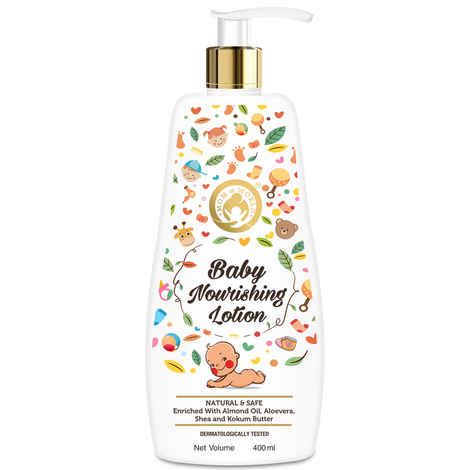 Buy Mom & World Baby Nourishing Lotion, Dermatologically Tested for Baby, Natural & Safe, Enriched With Almond Oil, Aloevera, Shea And Kokum Butter, 400 ml - Purplle