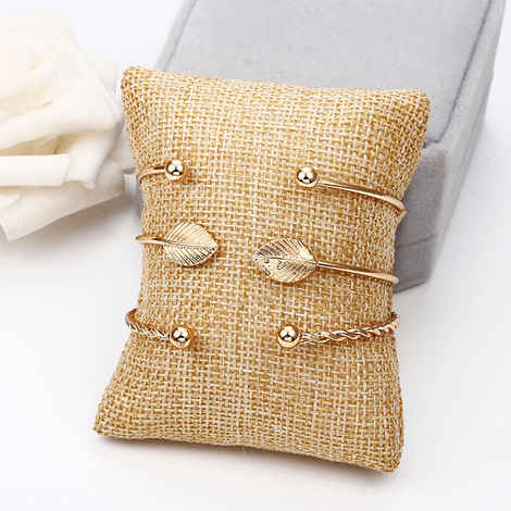 Buy Jewels Galaxy Set of 3 Gold-Toned Copper-Plated Cuff Bracelets - Purplle