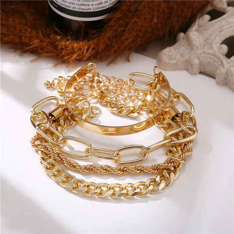 Buy Jewels Galaxy Stunning Gold Plated Multi Strand Bracelet Jewellery For Women - Purplle