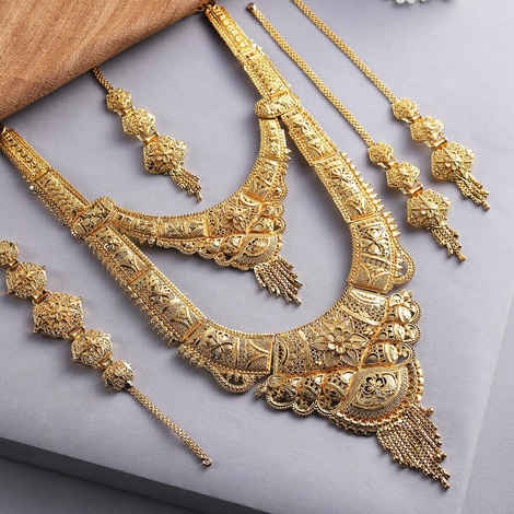 Buy Jewels Galaxy Gold-Plated Textured Jewellery Set - Purplle